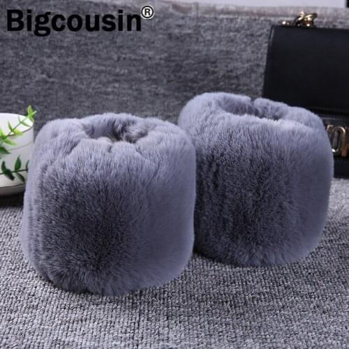2021 Women Fur Wrist Faux Rabbit Fur Cuffs Plush Windproof Cuff Jackets Oversleeves Arm Wristbands Elastic Fur Bracelet Gloves