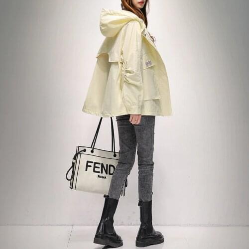 2021 Fashion Female Coat Spring Temperament Hooded Trench Coat For Women Newest Long Loose Trench Coat For Autumn Korean Coat