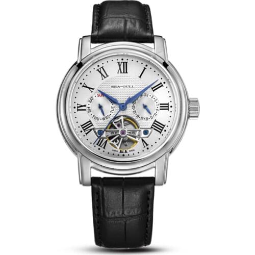 2021 New Seagull Mens Watch Automatic Mechanical Watch Multi-Function Hollow Flywheel Business Simple Watch D819.622