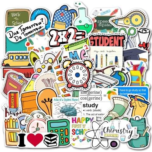 50 Pieces/pack School Supplies Sticker Stationery Waterproof Luggage Phone Laptop Skateboard Graffiti Decals Computer Stickers