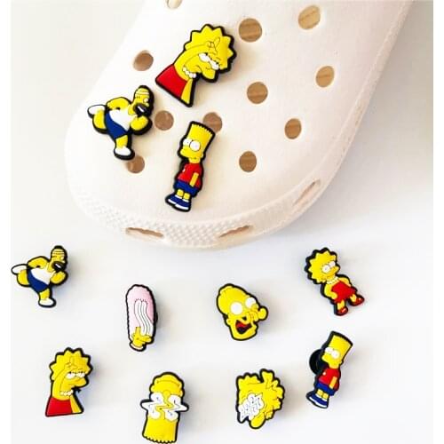 Anime PVC Shoe Charms Kawaii Simpsoned Buckles Accessories Cute Garden Shoes Decoration Croc JIBZ Kids Party X-mas Boys Gifts