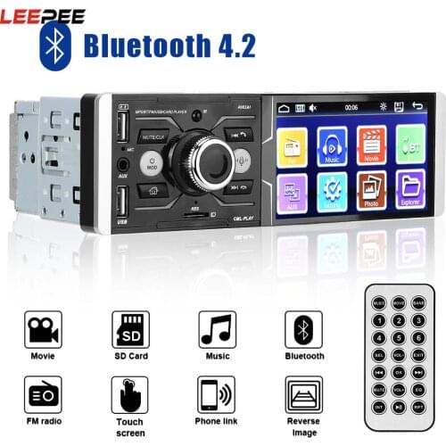 USB Charger 4.1'' Touchscreen Autoradio Stereo Audio Car MP5 Video FM Radio Player Multimedia DC 12V Bluetooth 4.2 Voice Control