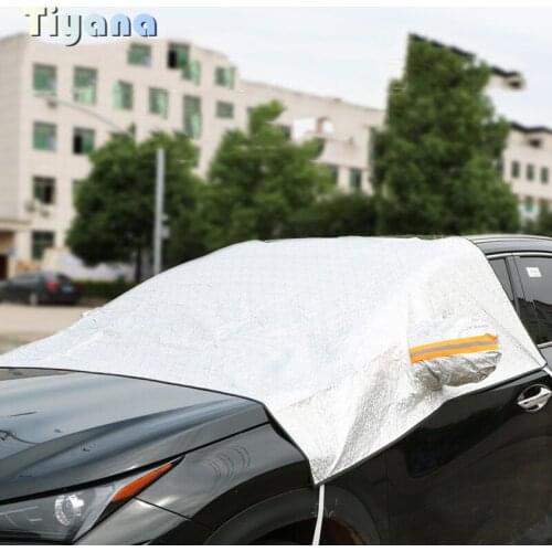 Car Sunshield Half Cover Car Jacket Front Glass Sunscreen Heat Insulation Thickened Snow-Proof Cotton Lining Magnetic Cover 5