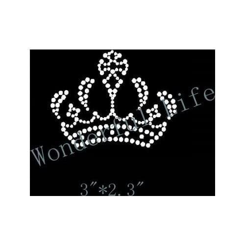 Free shipping Rhinestone Iron On Transfer "Small Royal Crown" Princess Queen Crystal Bling Design