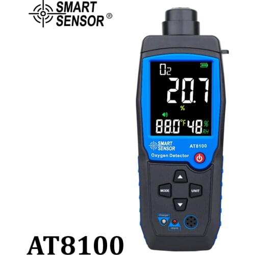 Smart Sensor Digital Oxygen Meter O2 Gas Detector Sound Light Alarm Gas Monitor Air Quality Meter with Temperature LCD Display