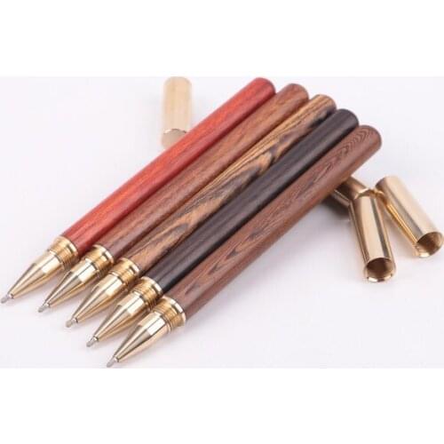 Wood Ballpoint Pen Brass Writing Business Pens Luxury Students School Roller Pen Decompress Stationery Supplies Drop Shipping