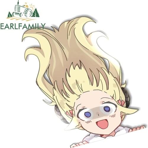 EARLFAMILY 13cm x 8.5cm Anime Watame Car Sticker Graffiti Peeking Motorcycle Car Window Bumper Decal JDM Peeker Girl Car Styling
