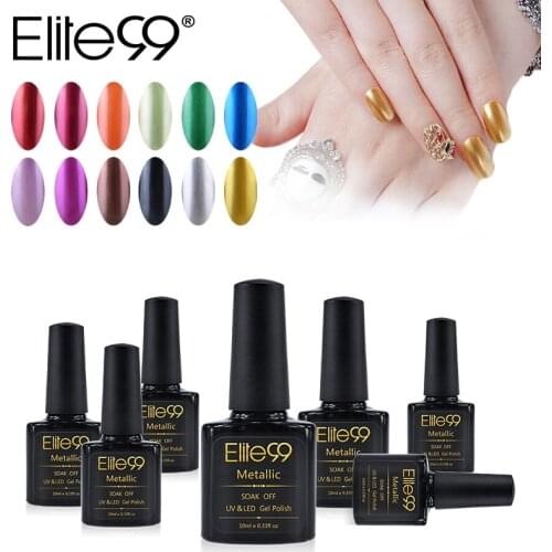 Elite99 10ml Metallic Mirror Effect UV Gel Polish Long Lasting Metal Gold Color Nail Varnishes Polish Nail Art Manicure