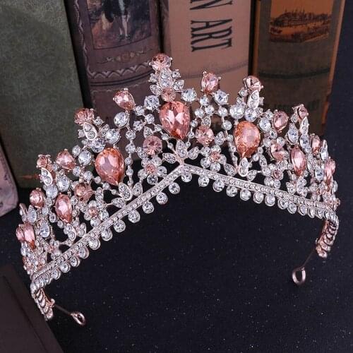 Korea Vinatge Rhinestone Crystal Tiara Wedding Tiara Bride Gold Bridal Queen Crowns Tiaras Brides Woman Hair Accessories Diadem