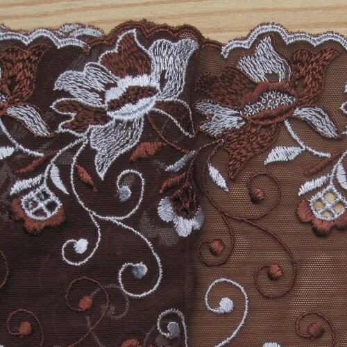 14Yards Dark Coffee Lace Fabrics Embroidered Mesh Trim Wide 19CM High Quality DIY Craft Sewing Dress Clothing Skirt Material