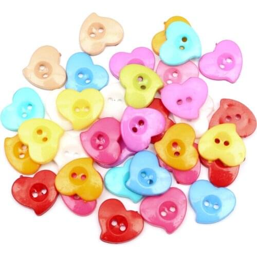 LF 50Pcs Acrylic Heart Mixed Sewing Buttons For Cloth Needlework Flatback Scrapbooking Crafts Decorative Diy Accessories