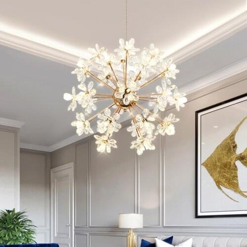 Bedroom Flower Chandelier Nordic Modern LED Crystal Chandelier Lighting Creative Clothing Store Net Red Dining Room Crystal Lamp
