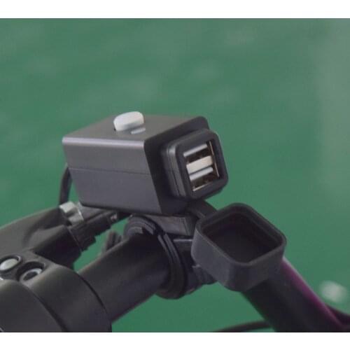 Motorcycle 24V Dual USB Ports Charger Waterproof Rubber Cover Power Switch LED Power Indication Outlet for iphone samsung