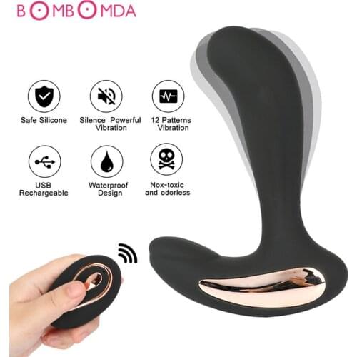 Male Prostate Massage Vibrator Anal Plug Silicone Waterproof Prostate Stimulator Butt Plug Remote Control Dildo Sex Toy For Men