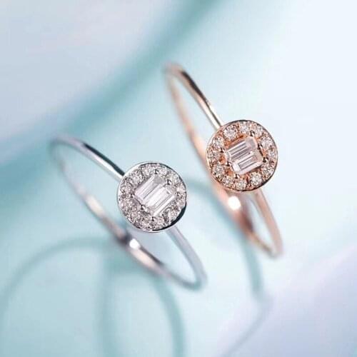 Real Solid 18k White Gold 0.17cttw Natural Diamond Light Luxury Diamond Small fresh Birthday Gift for Women