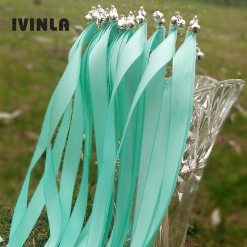 Newest 50pcs/lot Mint Green wedding ribbon wands for wedding decoration