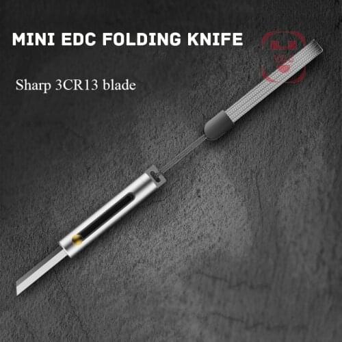 NEW Portable Mini Folding Knife Camp Survival Letter Opener Self Defense Outdoor Tool Telescopic EDC Knife With Lanyard Box Open
