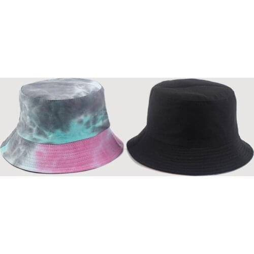 Two side wear tie dye bucket hat hip hop kpop reversible panama hiphop unisex streetwear summer hat fishing beach hat dropship
