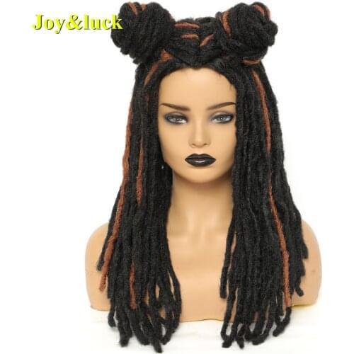Long Dreadlock Hair Wig Black Mixed Brown Crochet Braids Wigs Middle Part Synthetic Braided Hair For Women Daily Or Party Use