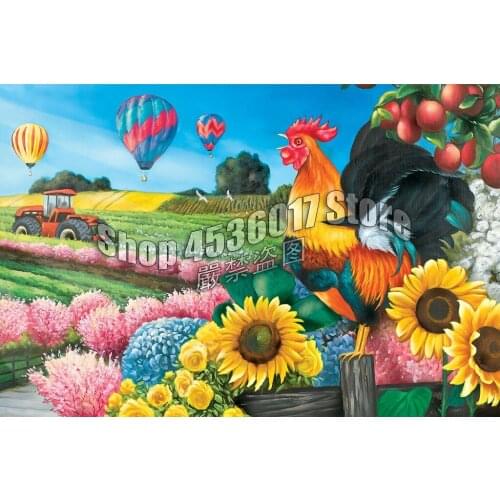 Full Embroidery Farm Flowers Summer Hot Air Balloons Art Diy Diamond Painting Cross Stitch Diamond Mosaic Sets Home Decorative