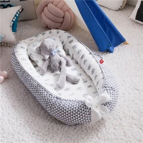 Portable Baby Crib With Pillow Cushion Detachable Newborn Anti-pressure Mid-bed Baby Nest Pillow