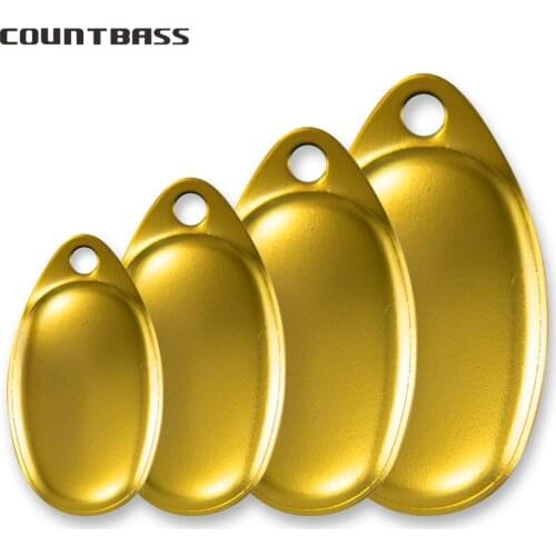 COUNTBASS 50pcs Size 0,1,2,3,4 Gold Plated Steel Smooth French Spinner Blades, DIY Metal Fishing Lures Parts Tackle Craft