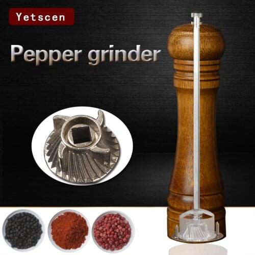 Rubber Wooden Pepper Grinder Mill with Durable Adjustable Knob for Pepper salt and pepper shakers for Spices shaker Tools