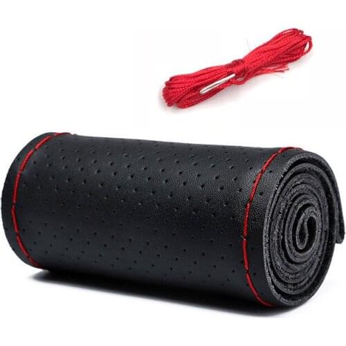 KTAR 38CM DIY Genuine Leather Car Steering Wheel Covers Universal steering-wheel With Needle and Thread hand sewing