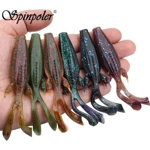 Spinpoler Rabbit Ear Tail Creature 105mm 8.3g 6pcs Craw Fish Baits Fishing Lure Floating Wobbler Shrimp Soft Bass Lures