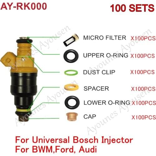 100Sets Universal Fuel Injector Repair Kits For Parts #0280150943 0280150209 0280150556 For Ford Audi Car Replacement (AY-RK000)