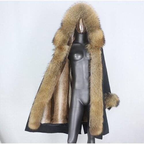 BLUENESSFAIR 2020 Winter Jacket Women X-long Waterproof Parka Real Natural Raccoon Fur Collar Hood Coat Outerwear Streetwear New