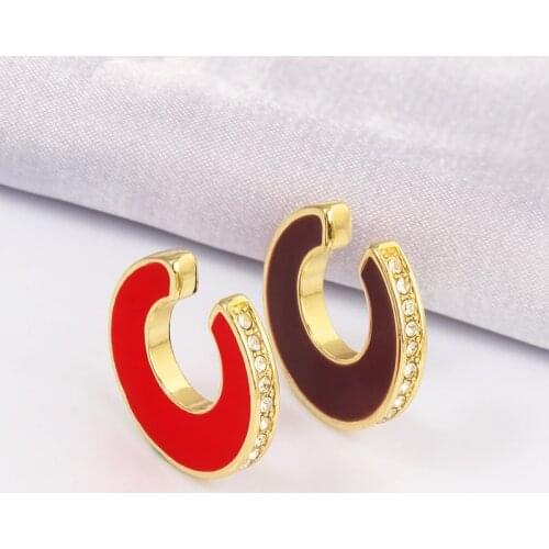 New Design Multicolor Crystal Ear Cuffs Rhinestone Clip on Earrings for Women Fashion Small C-shaped Earcuffs Wedding Jewelry