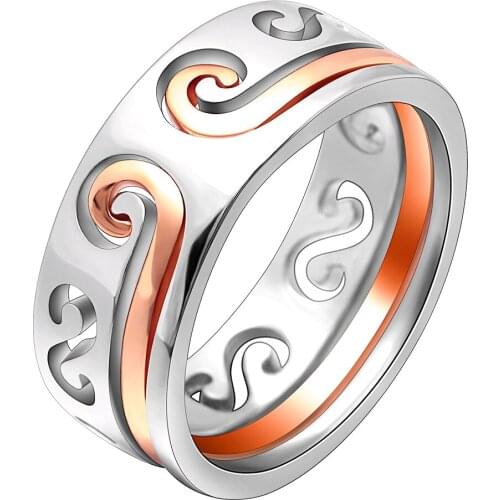 Ufooro Luxury Gold and Rose Gold Fashion jewelry ring For man Woman Anniversary Created Hollow Deasign jewelry Drop Shipping