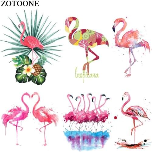 ZOTOONE Lovely Flamingo Patch Iron On Animal Patches Heat Transfer Applications For Girl Clothes DIY T-shirt Dressed Applique E