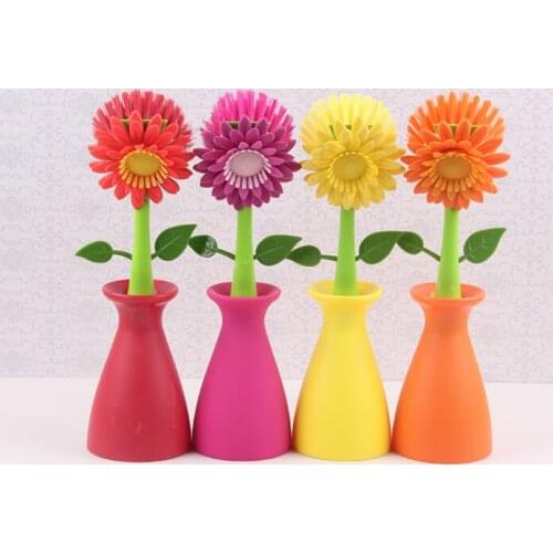 1PC newest sun flower wash creative cleaning pan brush powerful decontamination wash pot brush Cleaning Cloth O0174