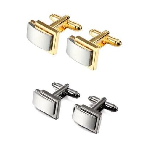 10pairs/lot Classic Mens Business Cuff Links Gold/Silver Double Color Plating Rectangle Cufflinks Mens Jewelry Gift Wholesale