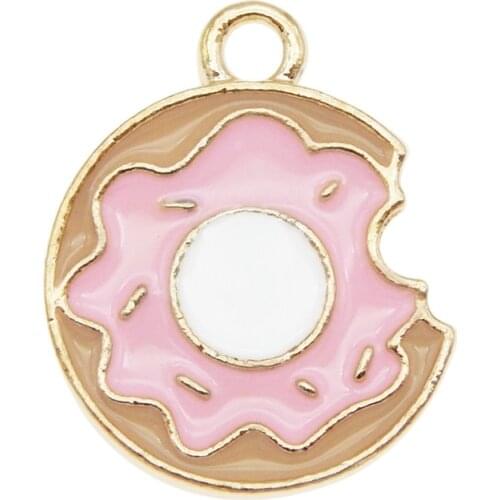 10pcs doughnut charm enamel charm for jewelry making fashion earring pendant 19*15mm bracelet necklace charm Keychain Crafts
