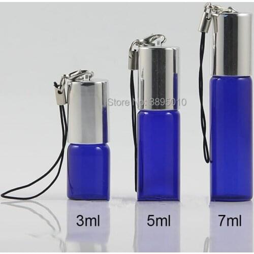 3ml 5ml 7ml Essential Oil Blue Roll on Bottle Perfume Cosmetic Containers Refiilable Makeup Portable Travel F1041