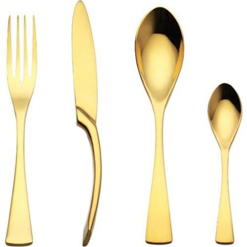 4/8/16/24pcs Tableware Set wedding Goldren Set Stainless Steel Gold Cutlery Set Dinnerspoon Forks Knives Teaspoon Dinnerware Set