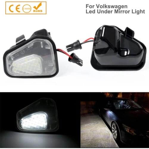 2Pcs White LED Under Side Mirror Puddle Light Lamps For VW Passat B7 3C 357 CC 358 Jetta Beetle EOS 1F7 Scirocco 137 Car-Styling