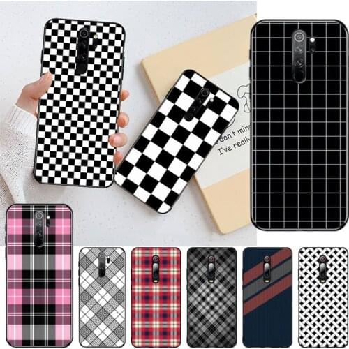 Black and White Plaid TPU Soft Silicone Phone Case Cover for Redmi Note 8 8A 8T 7 6 6A 5 5A 4 4X 4A Go Pro