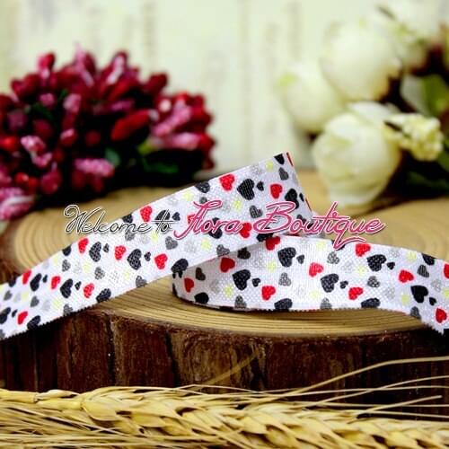 FLRA FOE Heart valentine baby headband printed fold over elastic