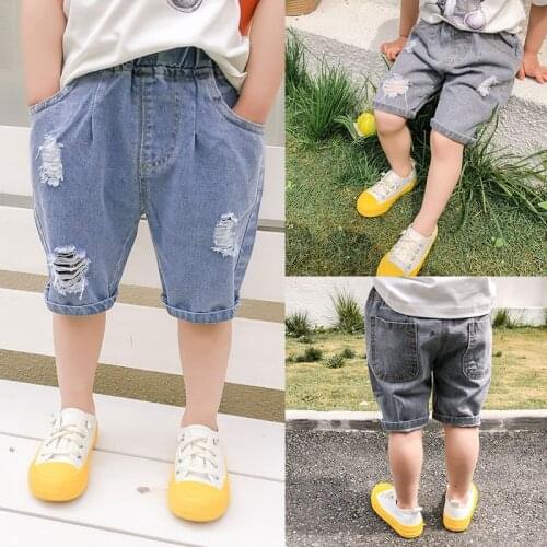 Boys Babys Kids Half Jean Pants 2021 Cool Spring Summer Toddler Cotton Beach Casual Trousers Princess Childrens Clothing