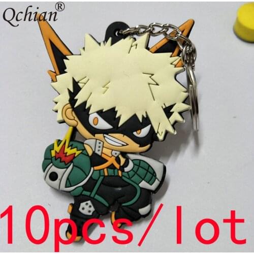 10pcs/lot My Hero Academia Double Sided Silicone Keychain Cartoon Collection Gift Jewelry Very Beautiful Gift for Kids