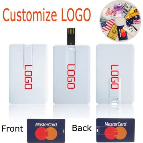 Over 10pcs Free Logo)Pendrive Personalizado Cle Credit Card Usb Flash Drive Memory Stick Storage U Disk 128MB 8GB 16GB 32GB 4GB