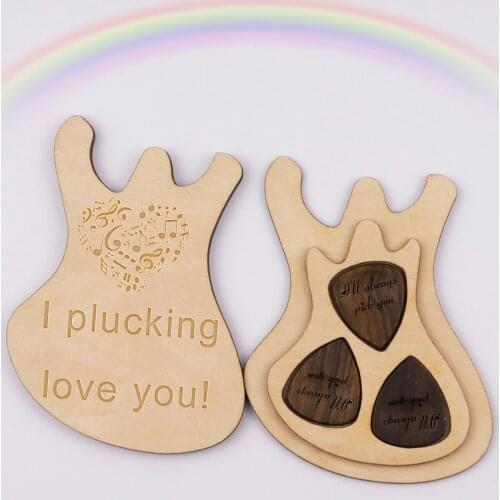 Wooden guitar picks box custom plectum holder set personlized laser engred gifts dropshipping 2020 center store ES0003