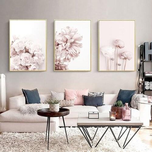 Canvas Painting Nordic Style Poster Wall Artwork Modern Pink Flower Cozy Modular Pictures For Living Room Home Decoration Prints