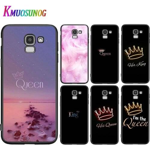 King Queen Feather For Samsung Galaxy J2 J3 J4 Core J5 J6 J7 J8 Prime duo Plus 2018 2017 2016 Silicone Phone Case