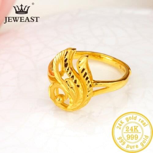 24K Pure Gold Ring Real AU 999 Solid Gold Rings Elegant Shiny Heart Beautiful Upscale Trendy Classic Jewelry Hot Sell New 2020