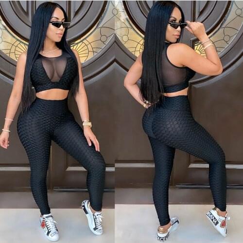 Two Piece Sets Pullover Sleeveless Seamless Sportswear Sports Bra+Leggings Fitness Pants Gym Running Suit Exercise Clothing